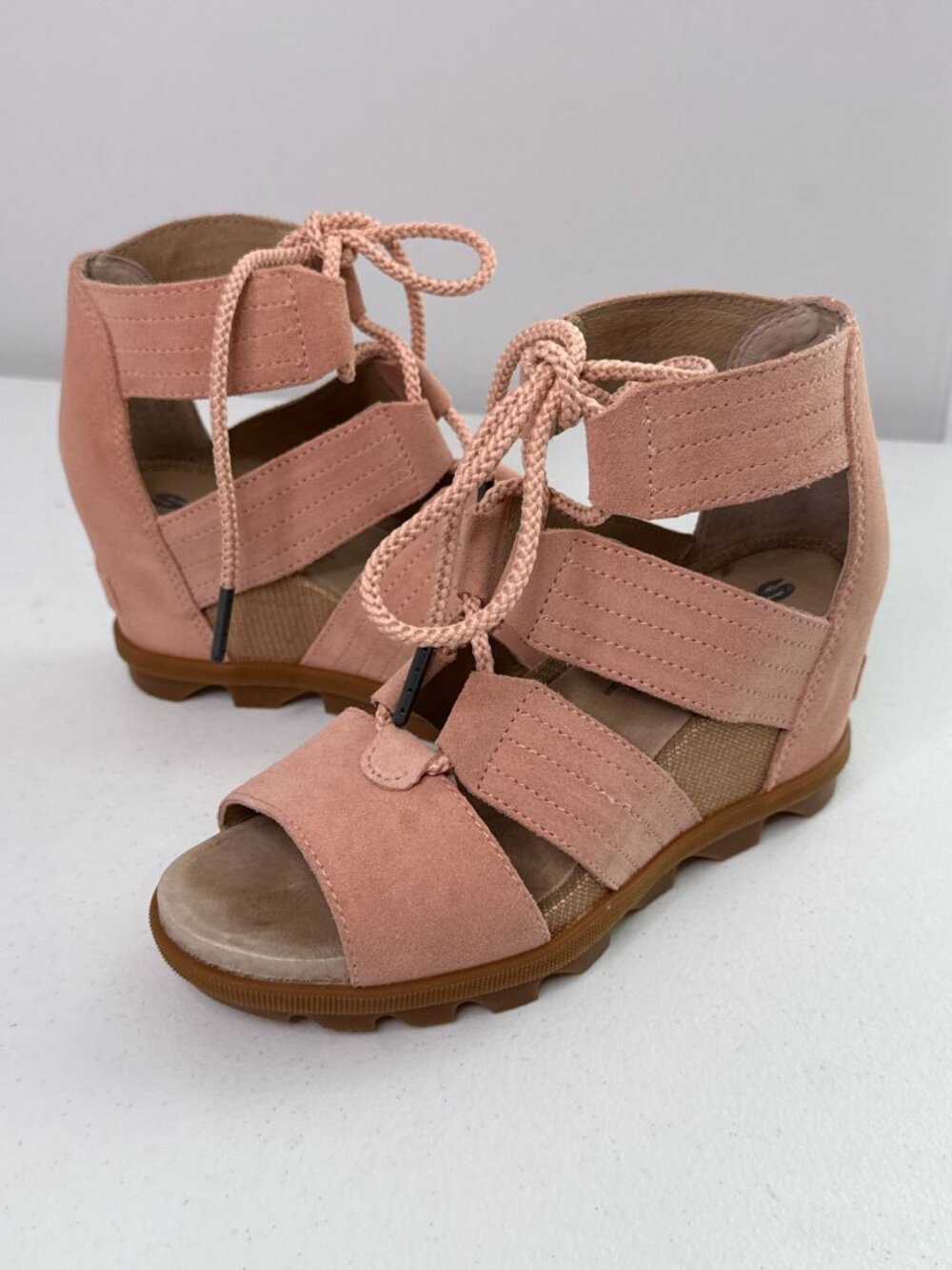 Sorel Pink Suede Lace Up Gladiator Sandals Size 5.5